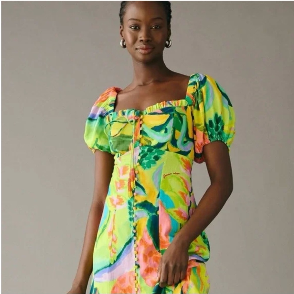 FARM Rio Printed Puff Sleeve Dress